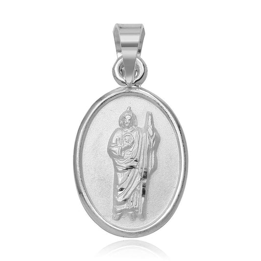 High Polished 925 Sterling Silver Saint Jude Medallion Charm Christian Pendant
