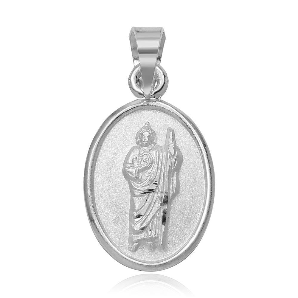 High Polished 925 Sterling Silver Saint Jude Medallion Charm Christian Pendant