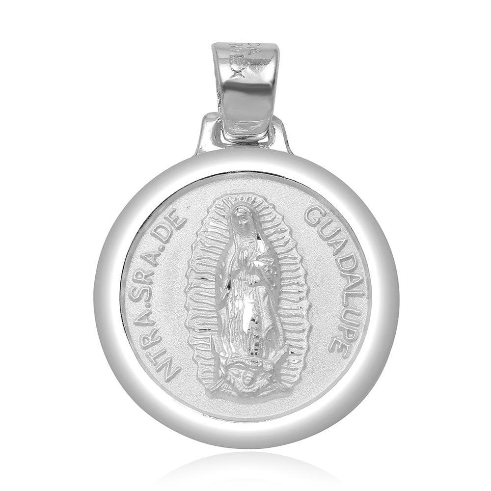 High Polished 925 Sterling Silver Our Lady Of Guadalupe Round Charm Pendant