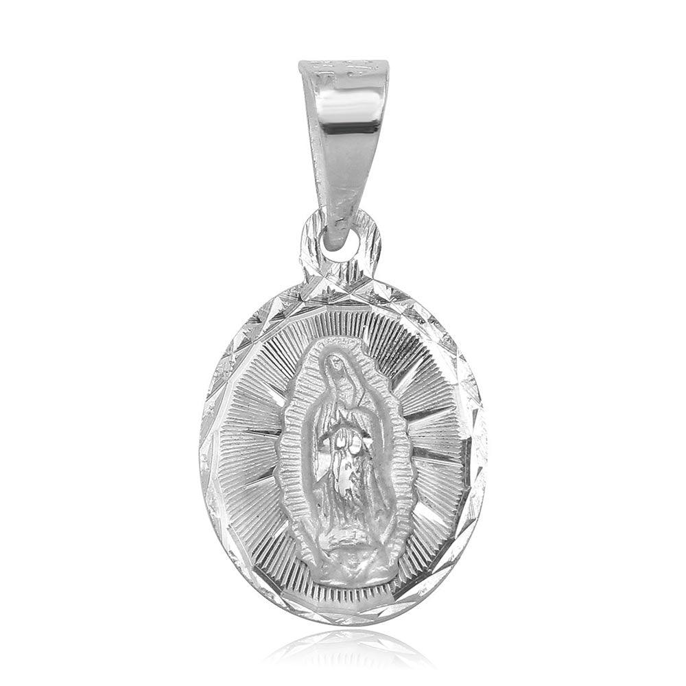 High Polished 925 Sterling Silver Catholic Our Lady of Guadalupe Charm Pendant