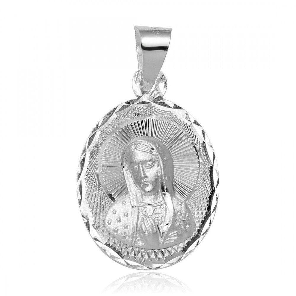 High Polished 925 Sterling Silver Mother Mary Saint Catholic Love Charm Pendant
