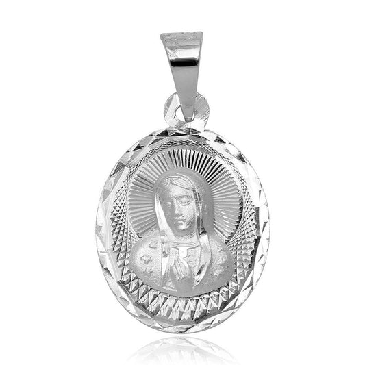 High Polished 925 Sterling Silver Lady of Guadalupe Medallion Catholic New Charm
