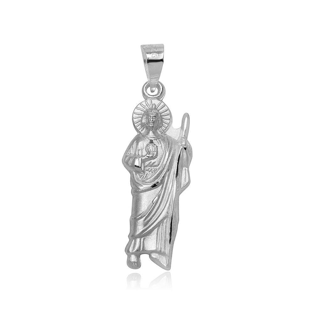 High Polished 925 Sterling Silver St Saint Jude Charm Catholic Christian Pendant