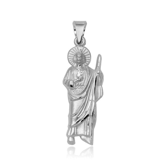 High Polished 925 Sterling Silver St Saint Jude Charm Pendant Catholic Christian