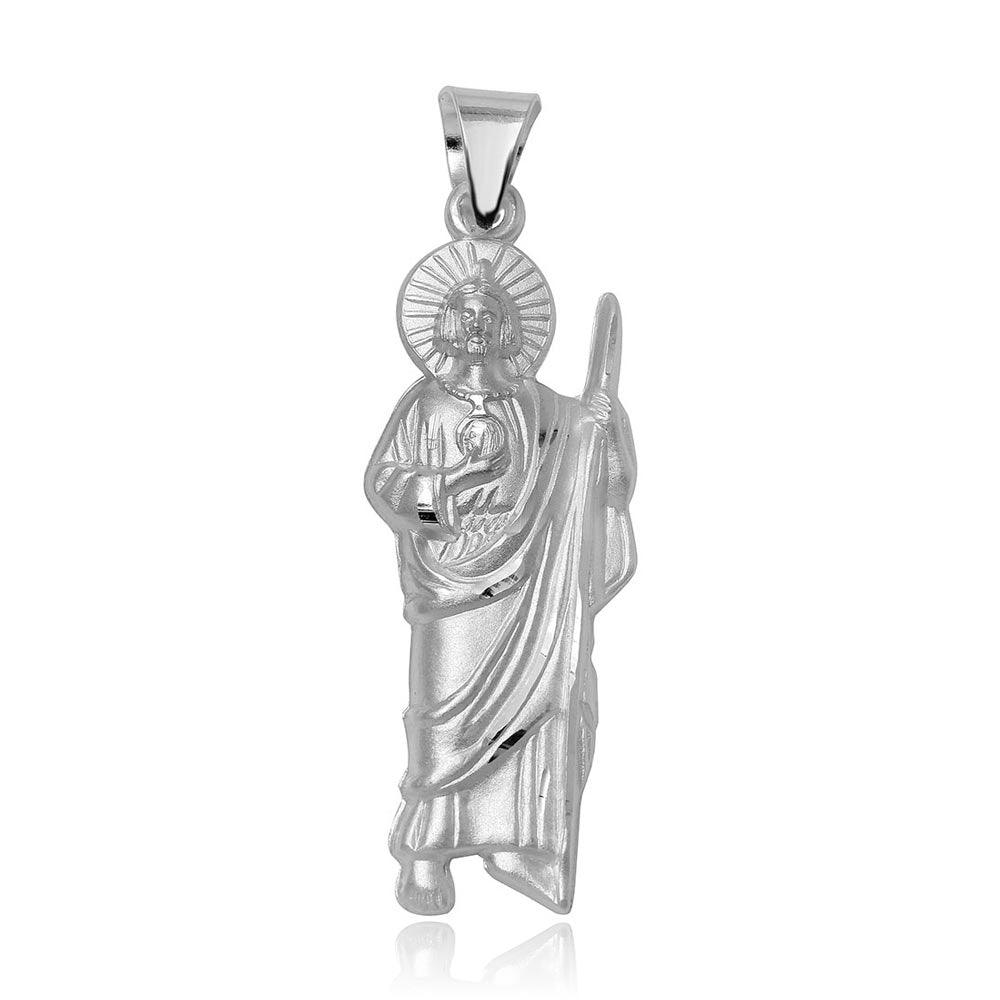 High Polished 925 Sterling Silver St Saint Jude Charm Christian Catholic Pendant