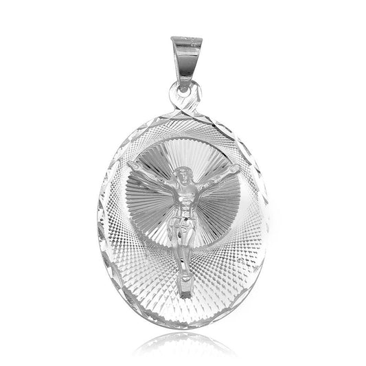 925 Sterling Silver Christian Crucifix Medallion Charm Jesus Cross Pendant