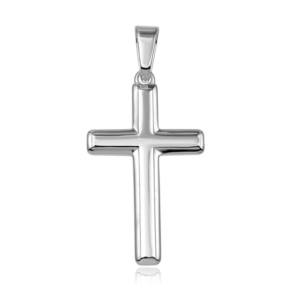 High Polished 925 Sterling Silver Plain Cross Christian Timeless Pendant