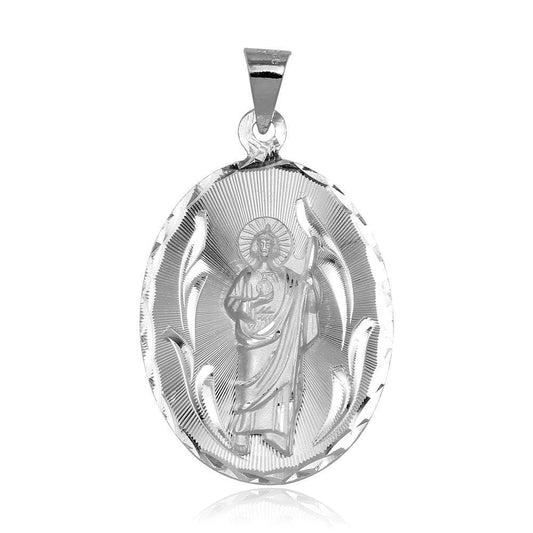 Sterling Silver New 925 Oval St Saint Jude Medallion Catholic Christian Pendant