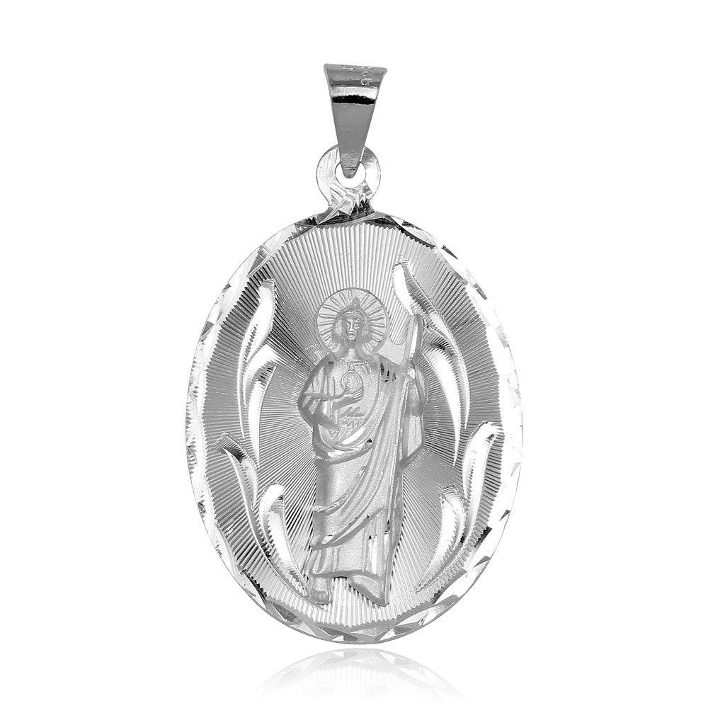 Sterling Silver New 925 Oval St Saint Jude Medallion Catholic Christian Pendant