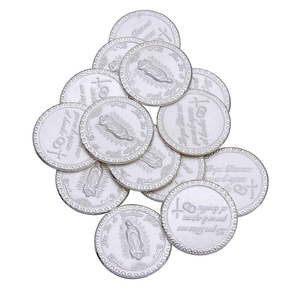 High Polished 925 Sterling Silver Lady Guadalupe 13 Wedding Coins