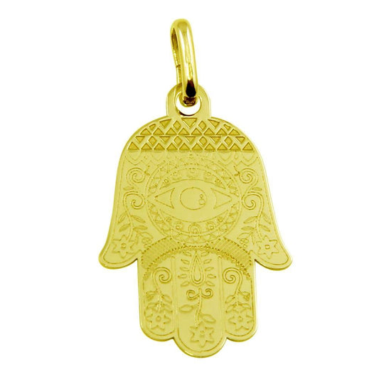 14k Gold Plated 925 Sterling Silver Hamsa Symbols Good Luck Pendant Charm