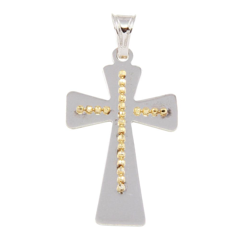Two-Tone Gold Plated 925 Sterling Silver Large Cross Christan Jesus Pendant