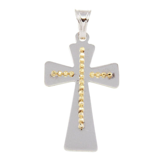 Two-Tone Gold Plated 925 Sterling Silver Large Cross Christan Jesus Pendant
