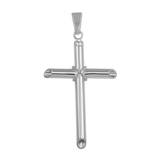 High Polished 925 Sterling Silver Large Rope Hollow Cross Christian Knot Pendant