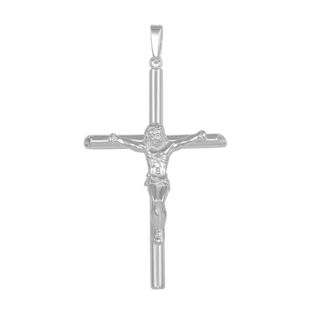 High Polished 925 Sterling Silver Hollow Crucifix Jesus Cross Christian Pendant