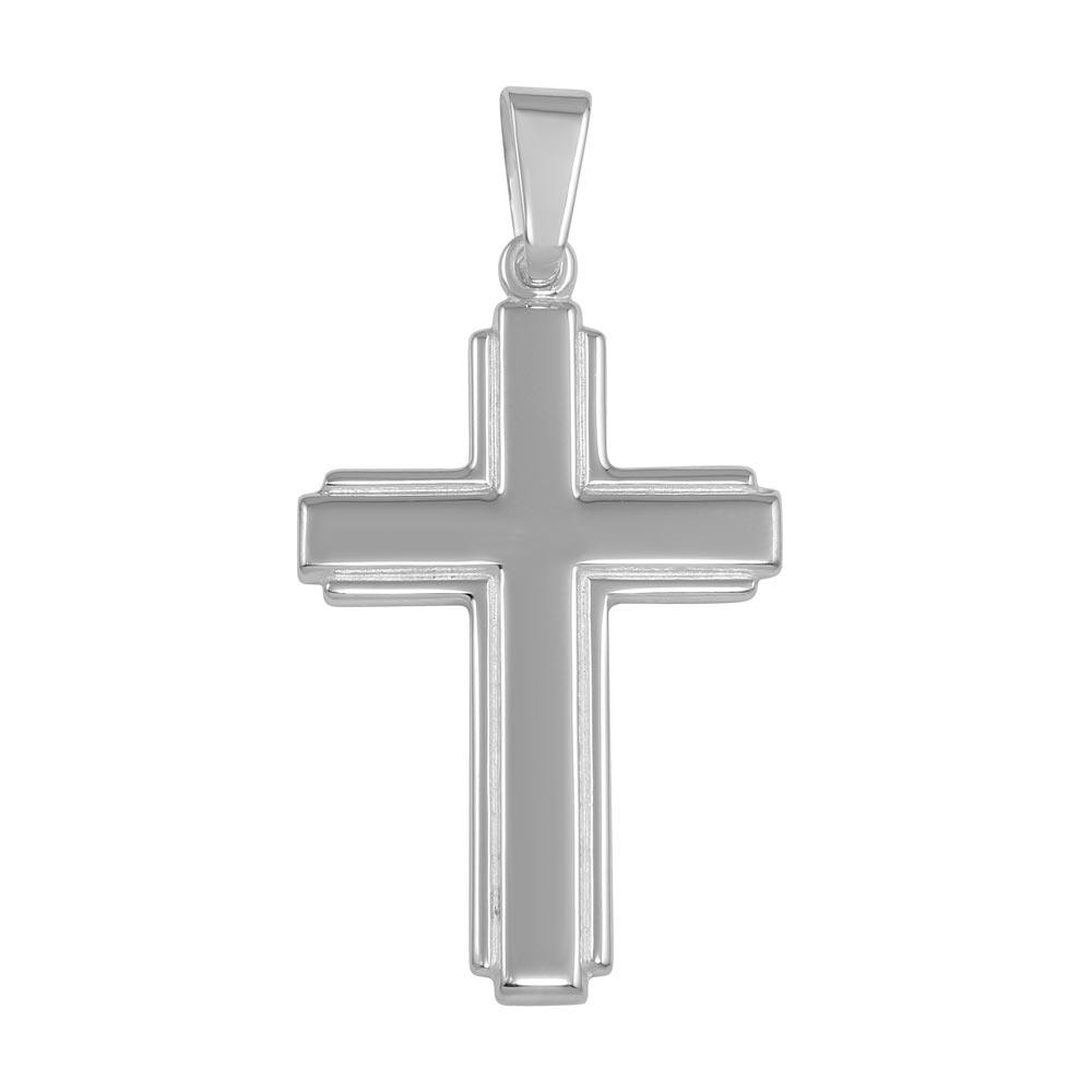 High Polished 925 Sterling Silver Small Cross Christian Jesus Pendant