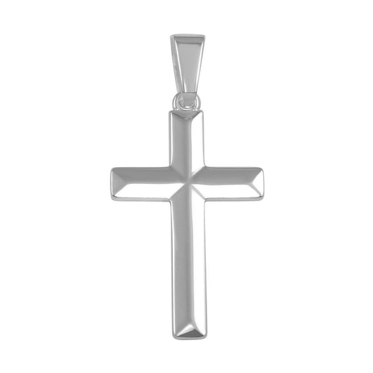 High Polished 925 Sterling Silver Flat Cross Christian Charm Pendant