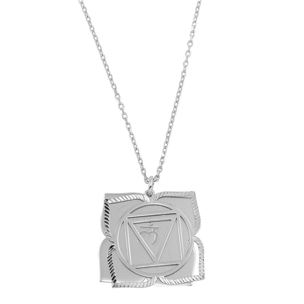 Rhodium Plated 925 Sterling Silver Muladhara Chakra Symbol Necklace