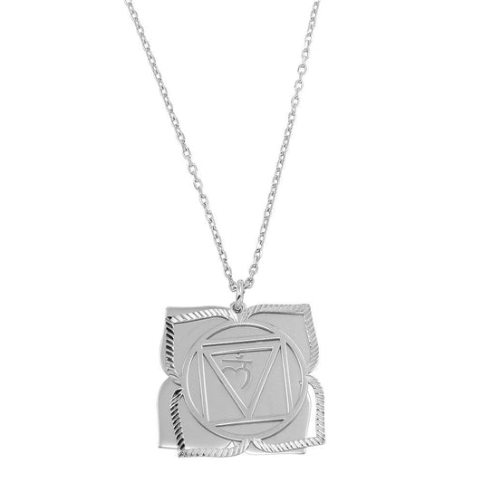 Rhodium Plated 925 Sterling Silver Muladhara Chakra Symbol Necklace