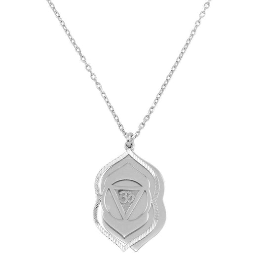 Rhodium Plated 925 Sterling Silver Ajna Chakra Symbol Necklace