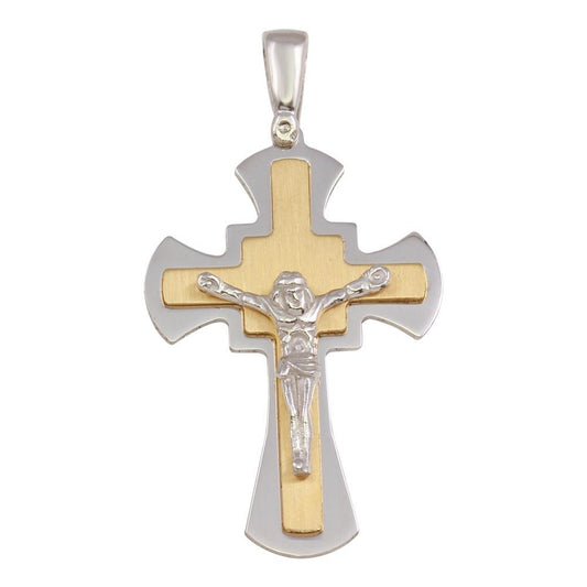 Gold Plated 925 Sterling Silver Small Crucifix Christian Cross Jesus Pendant