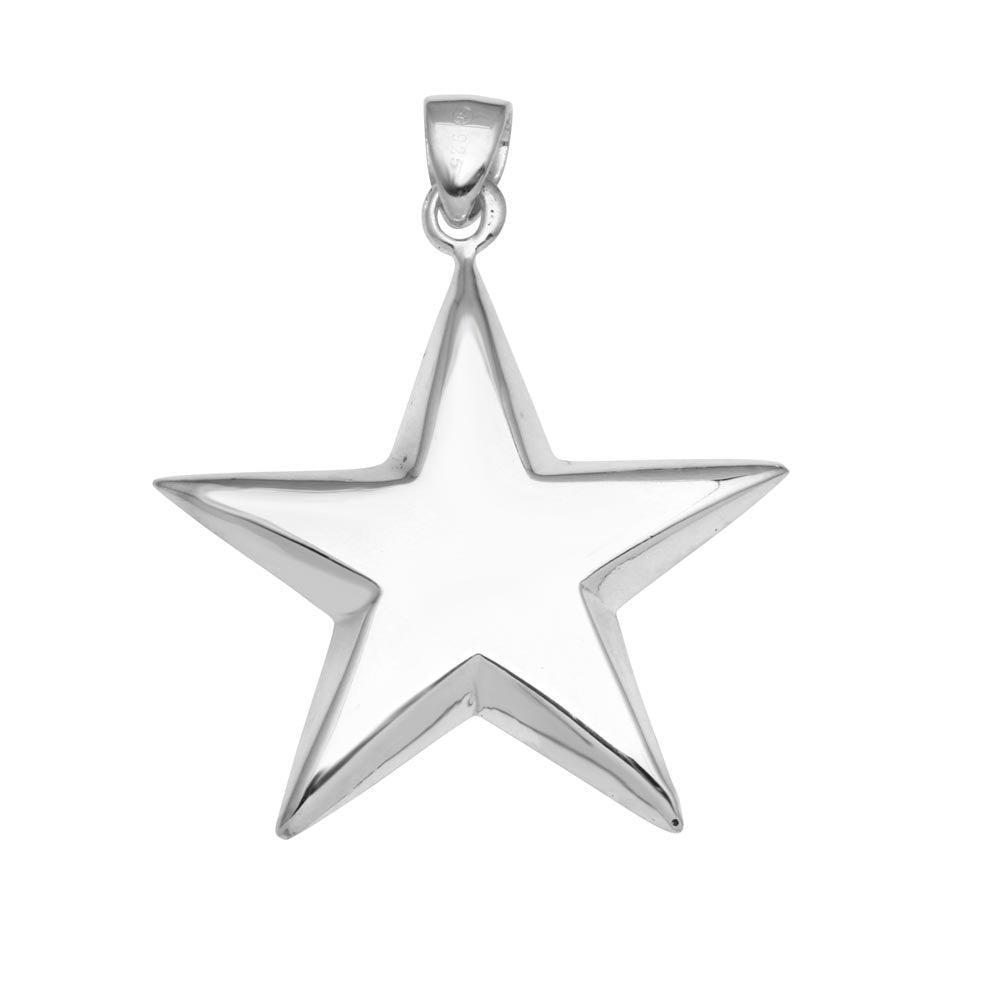 High Polished 925 Sterling Silver Puffy Engravable Star Pendant Galaxy Charm