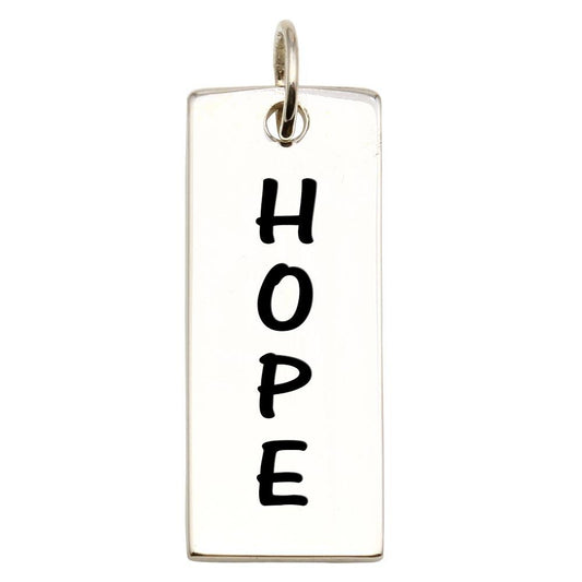 High Polished 925 Sterling Silver Engravable Bar Hope Long Script Pendant Charm