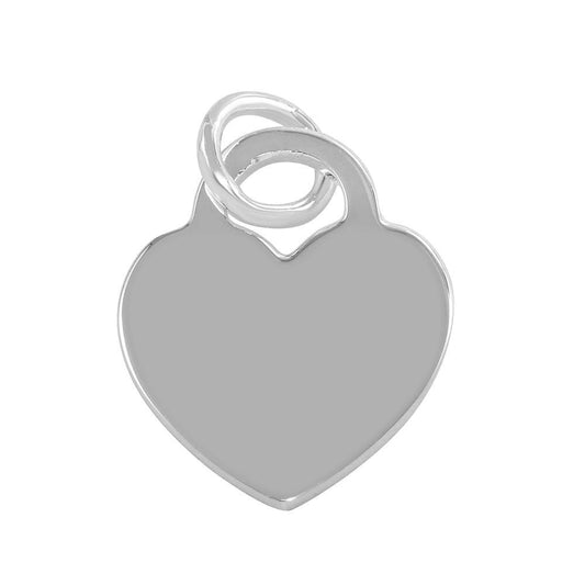 High Polished 925 Sterling Silver Engravable Heart Love Charm Cute Flat Pendant