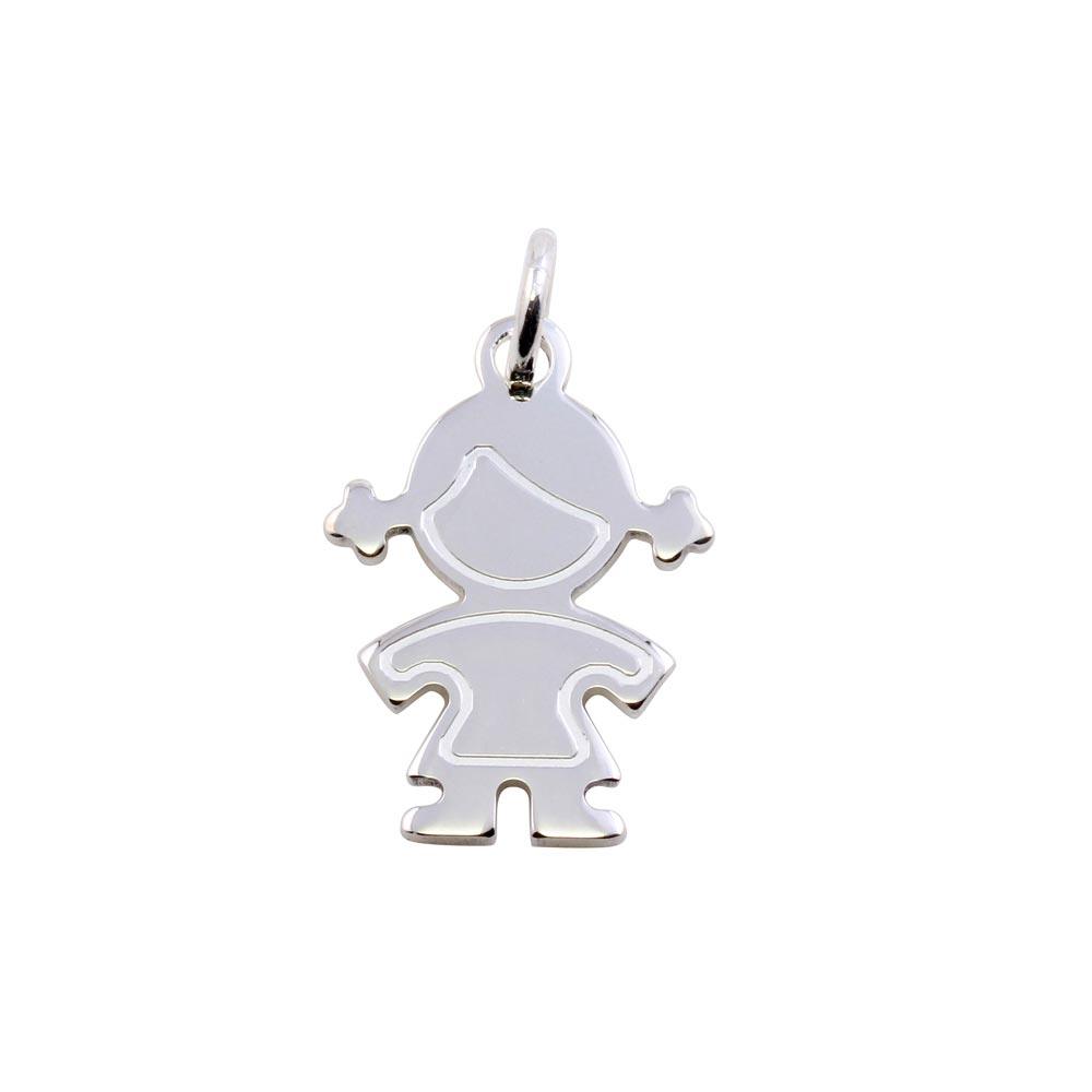 Rhodium Plated 925 Sterling Silver Girl Women Human Person Small Pendant