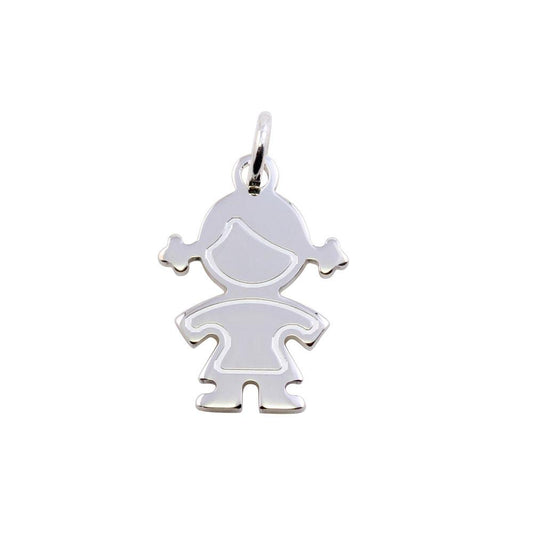 Rhodium Plated 925 Sterling Silver Girl Women Human Person Small Pendant