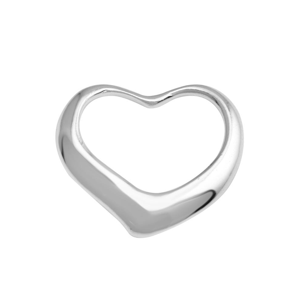 Rhodium Plated 925 Sterling Silver Open Floating Heart Promise Pendant Charm