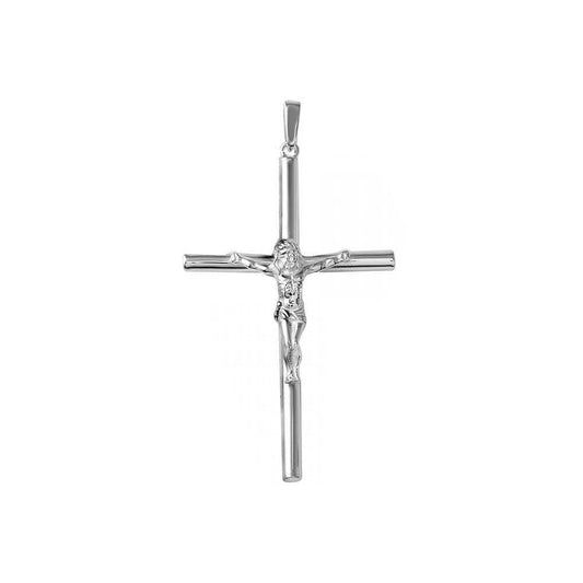 High Polished 925 Sterling Silver Cylinder Tube Cross Christian Crucifix Pendant