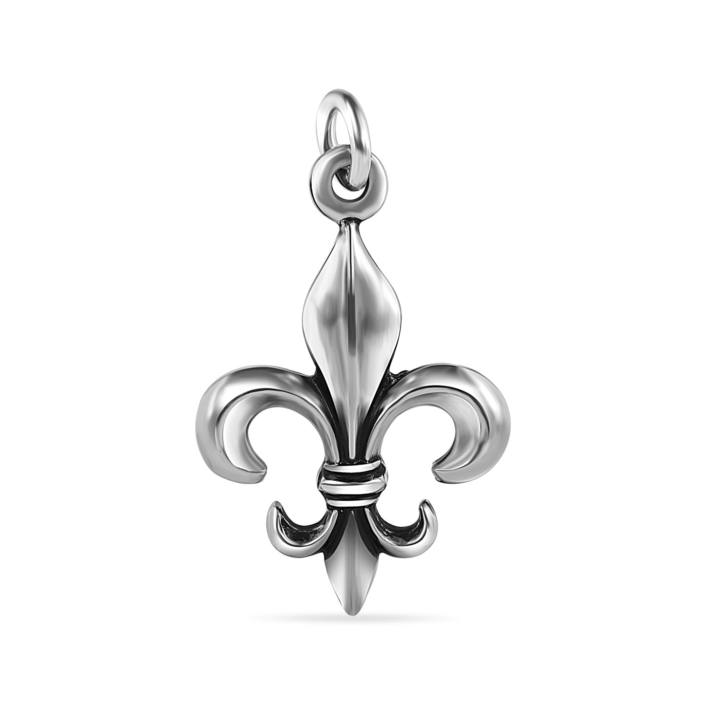 Oxidized 925 Sterling Silver Fleur De Lis Pendant Simple Cute Flower Charm