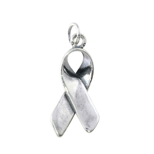 Oxidized 925 Sterling Silver Ribbon Awareness Love Gift Cute Simple Knot Pendant