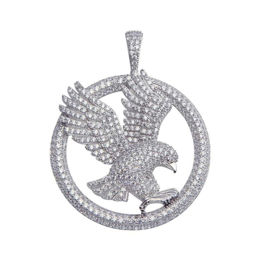 Rhodium Plated 925 Sterling Silver CZ Bald Eagle Hip Hop Animal Bird New Pendant