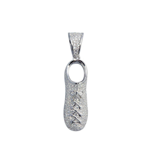 Rhodium Plated 925 Sterling Silver Sneaker Shoe Hip Hop Sports Game Pendant