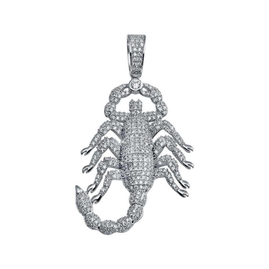 Rhodium Plated 925 Sterling Silver Scorpion Hip Hop Pendant Animal Scary Charm