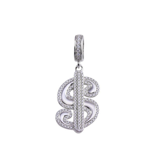 Gold Plated 925 Sterling Silver CZ Small Dollar Sign Hip Hop Money $ Pendant