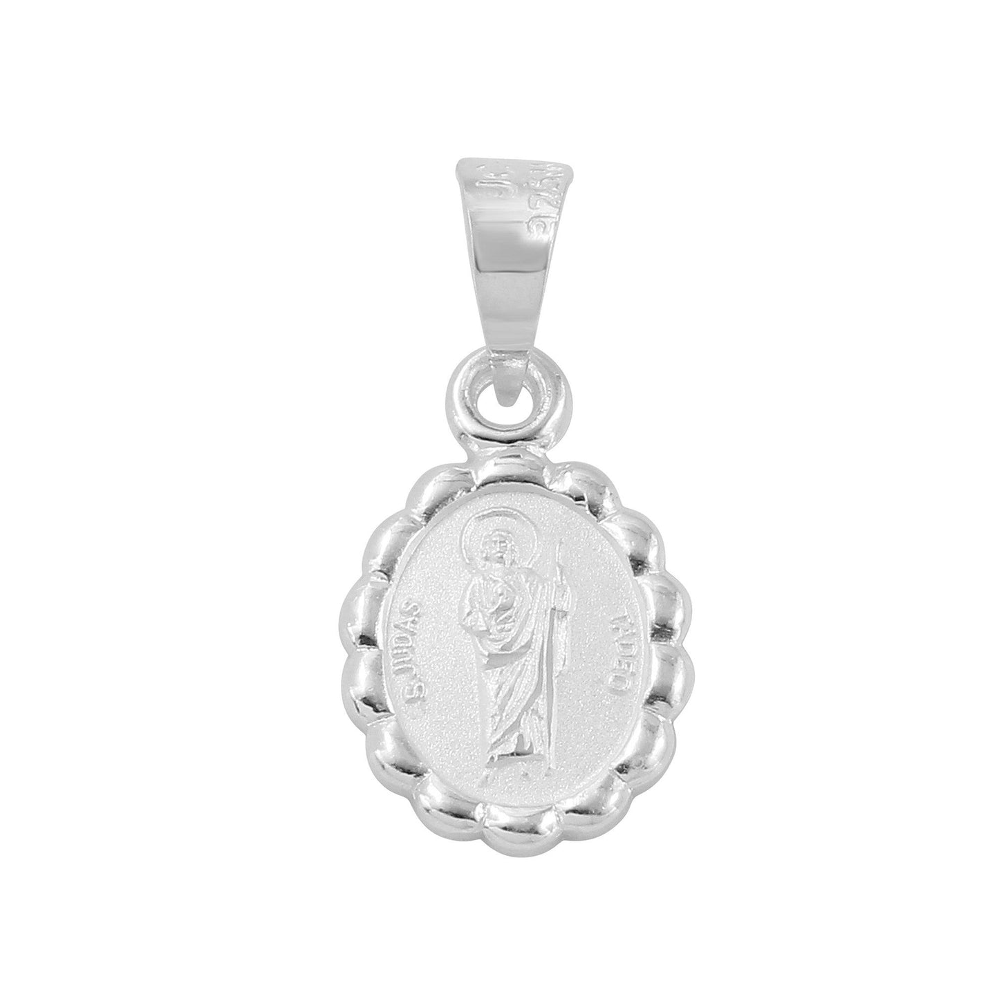 High Polished 925 Sterling Silver Saint Jude Tadeo Christian Medallion Pendant