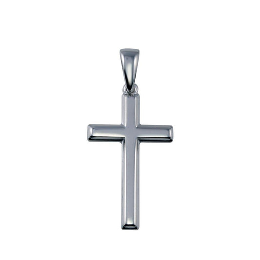 Rhodium Plated 925 Sterling Silver Cross Plain Christian Pendant Jesus Charm
