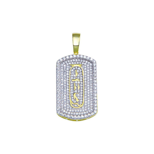 Gold Plated 925 Sterling Silver CZ Dogtag Pendant