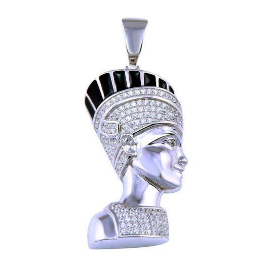 Rhodium Plated 925 Sterling Silver CZ Egyptian Kahmunrah Pharoh Pendant