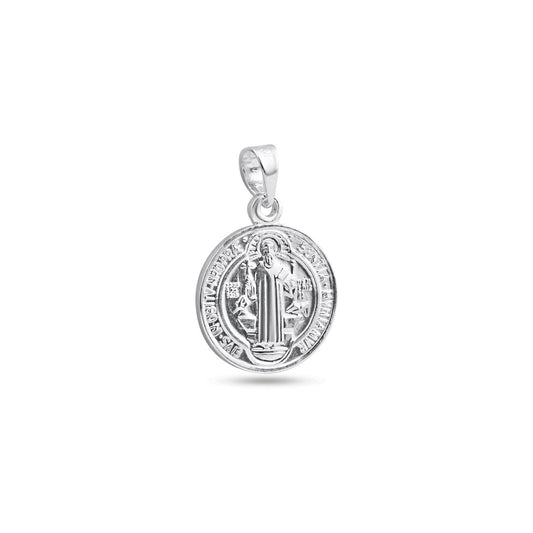 High Polished 925 Sterling Silver San Benito Medallion Catholic Saint Pendant