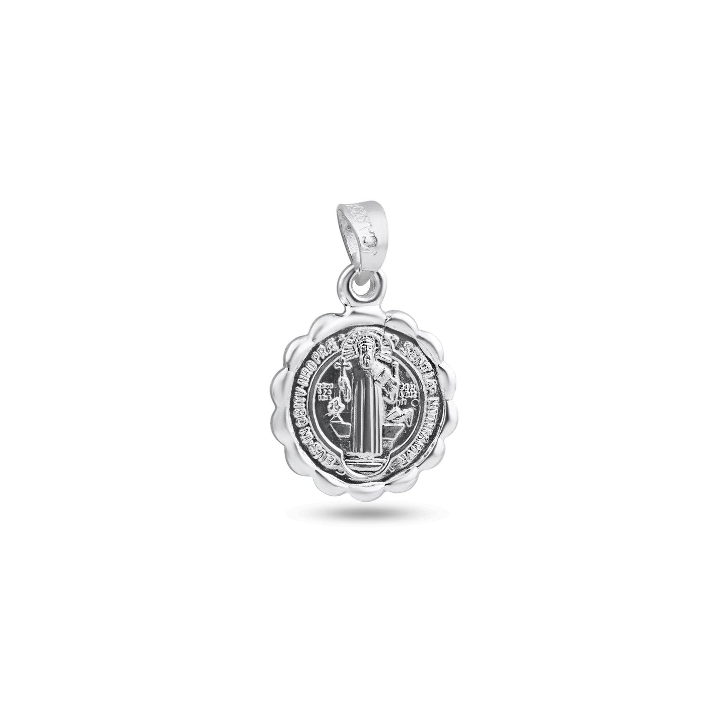 High Polished 925 Sterling Silver San Benito Medallion Saint Catholic Pendant