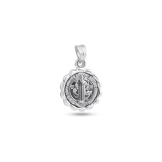 High Polished 925 Sterling Silver San Benito Medallion Saint Catholic Pendant
