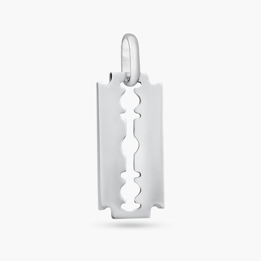 Rhodium Plated 925 Sterling Silver Engravable Razor Pendant
