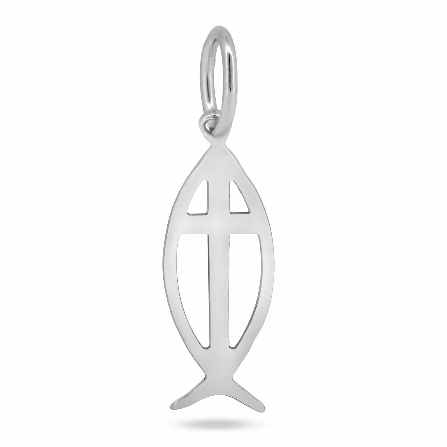 925 Sterling Silver Basic Fish Cross Ithacus Christian Animal Church Charm