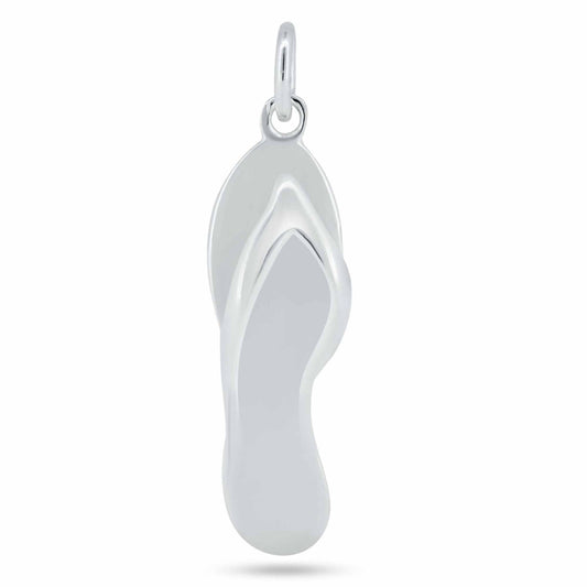 925 Sterling Silver Basic Flipflop Ocean Shoe Beach Swimming Pendant Charm