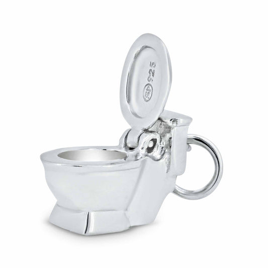 925 Sterling Silver Basic Toilet Seat Charm Holiday Joke Gift White Elephant