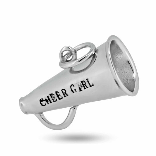 925 Sterling Silver Basic Cheer Megaphone Charm Cheerleading Sport Dance Pendant